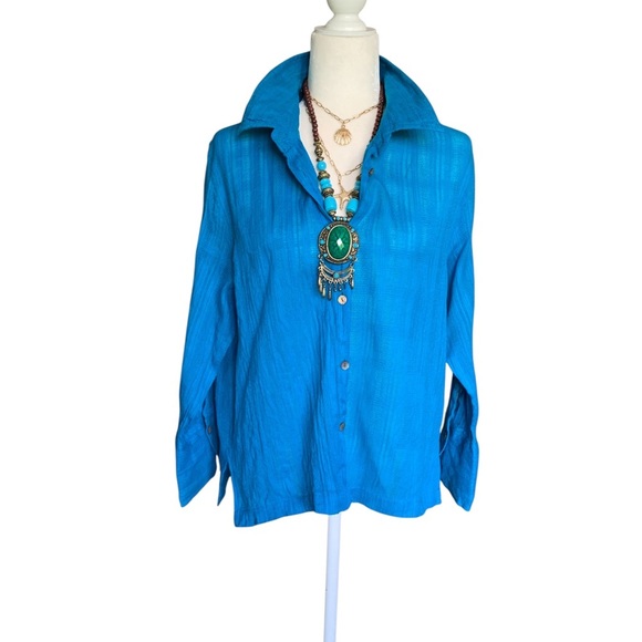 Graff  By UM Company  Vibrant  blue 100% cotton shirt. - Picture 1 of 7